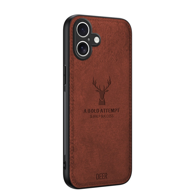 Deer Head Cloth Skin All-inclusive Phone Case, For iPhone 16 Pro Max, For iPhone 16 Pro, For iPhone 16 Plus, For iPhone 16