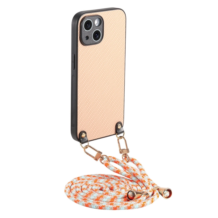 Carbon Fiber Texture Leather Back Phone Case with Crossbody Strap, For iPhone 15 Plus, For iPhone 15, For iPhone 14 Plus, For iPhone 14, For iPhone 14 Pro, For iPhone 14 Pro Max