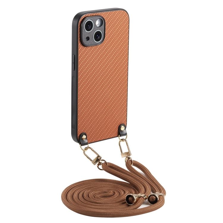 Carbon Fiber Texture Leather Back Phone Case with Crossbody Strap, For iPhone 15 Plus, For iPhone 15, For iPhone 14 Plus, For iPhone 14, For iPhone 14 Pro, For iPhone 14 Pro Max