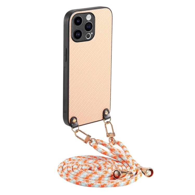 Carbon Fiber Texture Leather Back Phone Case with Crossbody Strap, For iPhone 15 Plus, For iPhone 15, For iPhone 14 Plus, For iPhone 14, For iPhone 14 Pro, For iPhone 14 Pro Max