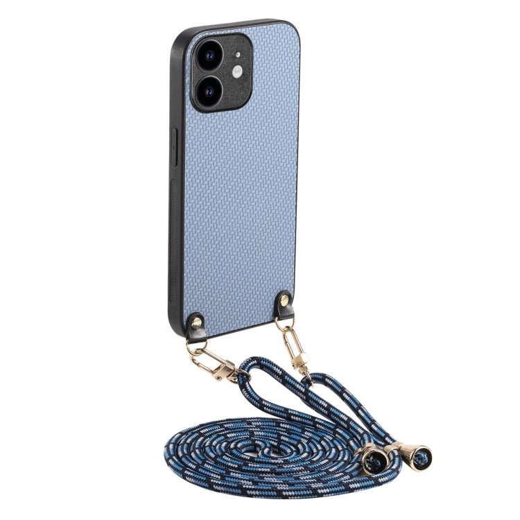 Carbon Fiber Texture Leather Back Phone Case with Crossbody Strap, For iPhone 12 Pro Max, For iPhone 12 Pro, For iPhone 12 mini, For iPhone 11 Pro Max, For iPhone 11, For iPhone 11 Pro