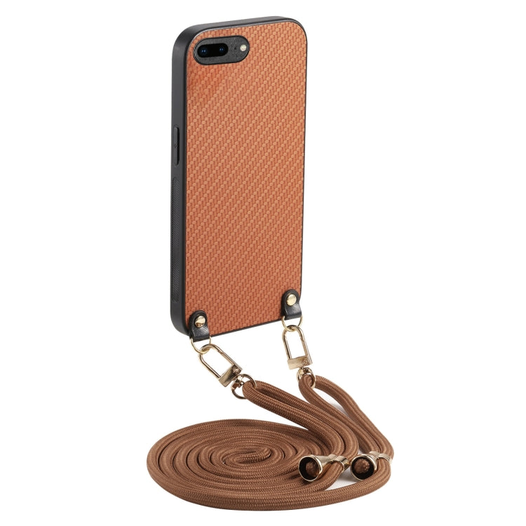 Carbon Fiber Texture Leather Back Phone Case with Crossbody Strap, For iPhone X / XS, For iPhone XR, For iPhone XS Max, For iPhone 7 Plus / 8 Plus, For iPhone 6 Plus / 6s Plus, For iPhone 6 / 6s