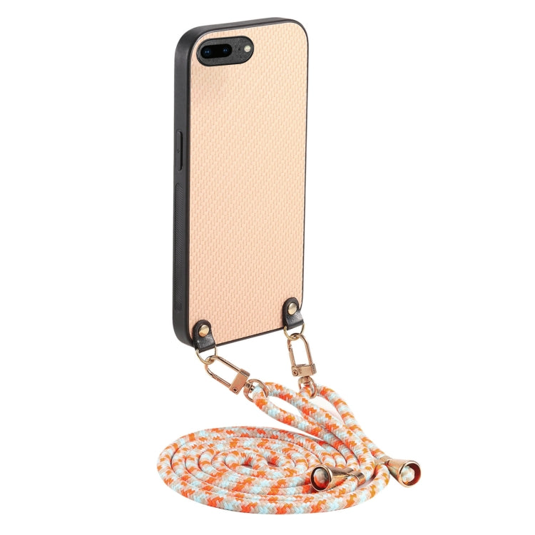 Carbon Fiber Texture Leather Back Phone Case with Crossbody Strap, For iPhone X / XS, For iPhone XR, For iPhone XS Max, For iPhone 7 Plus / 8 Plus, For iPhone 6 Plus / 6s Plus, For iPhone 6 / 6s