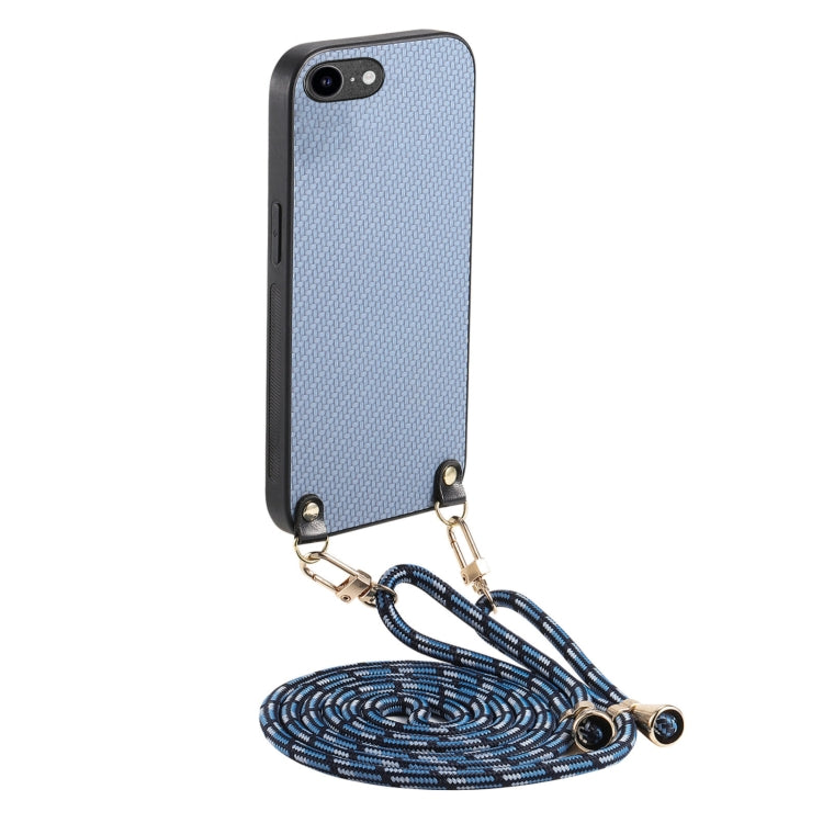 Carbon Fiber Texture Leather Back Phone Case with Crossbody Strap, For iPhone X / XS, For iPhone XR, For iPhone XS Max, For iPhone 7 Plus / 8 Plus, For iPhone 6 Plus / 6s Plus, For iPhone 6 / 6s