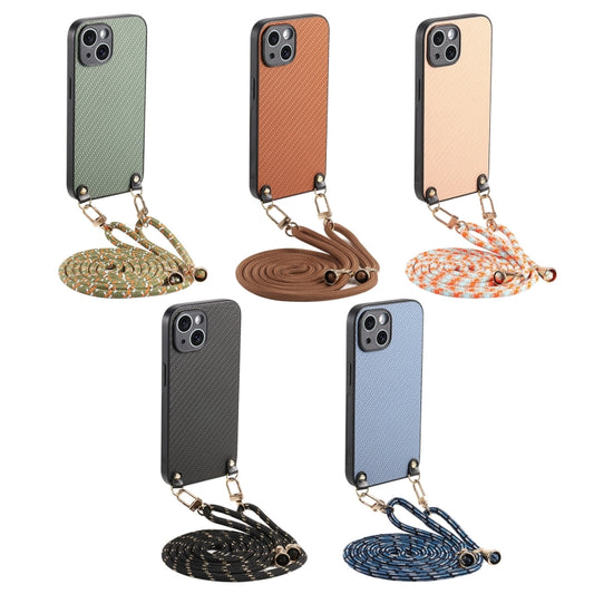 Carbon Fiber Texture Leather Back Phone Case with Crossbody Strap, For iPhone 16 Pro Max, For iPhone 16 Pro, For iPhone 16 Plus, For iPhone 16, For iPhone 15 Pro Max, For iPhone 15 Pro