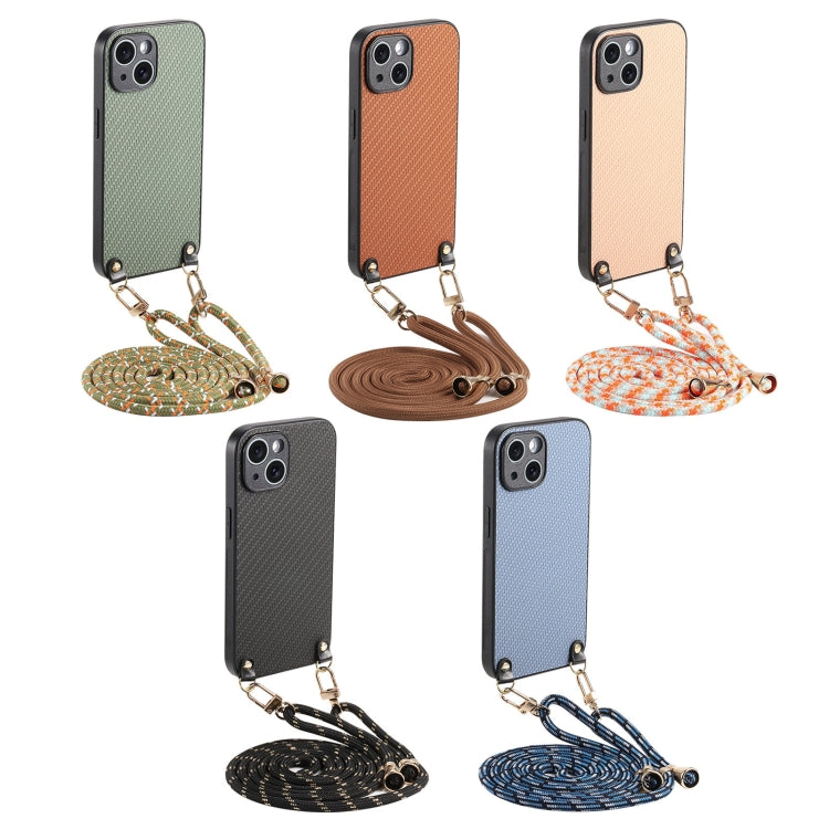 Carbon Fiber Texture Leather Back Phone Case with Crossbody Strap, For iPhone X / XS, For iPhone XR, For iPhone XS Max, For iPhone 7 Plus / 8 Plus, For iPhone 6 Plus / 6s Plus, For iPhone 6 / 6s