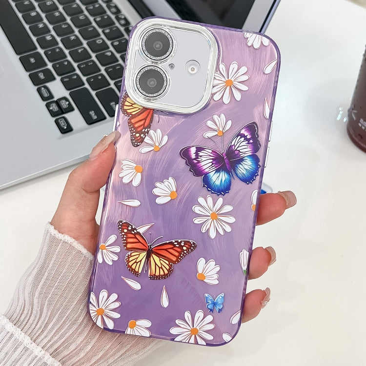 Plating Texture Butterfly TPU Phone Case with Glitter Lens Film, For iPhone 16e, For iPhone 16 Pro Max, For iPhone 16 Pro, For iPhone 16 Plus, For iPhone 16