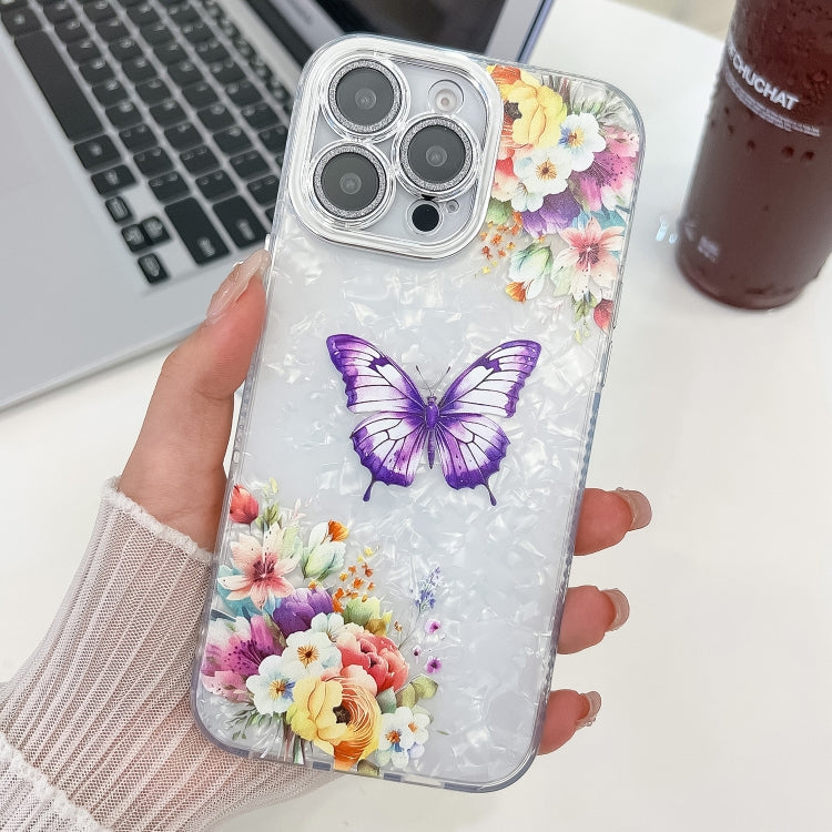 Plating Texture Butterfly TPU Phone Case with Glitter Lens Film, For iPhone 15 Pro Max, For iPhone 15 Pro, For iPhone 15, For iPhone 14, For iPhone 14 Pro