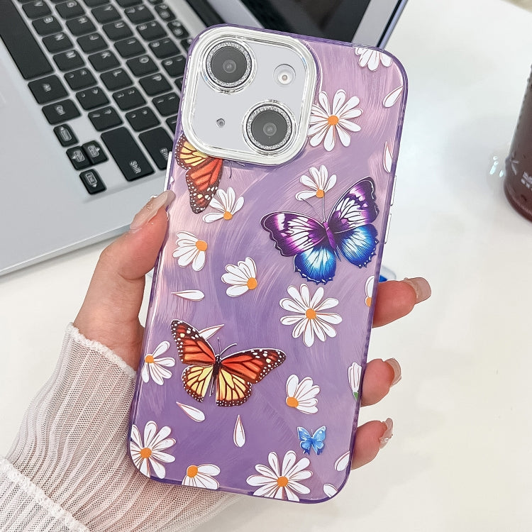 Plating Texture Butterfly TPU Phone Case with Glitter Lens Film, For iPhone 15 Pro Max, For iPhone 15 Pro, For iPhone 15, For iPhone 14, For iPhone 14 Pro