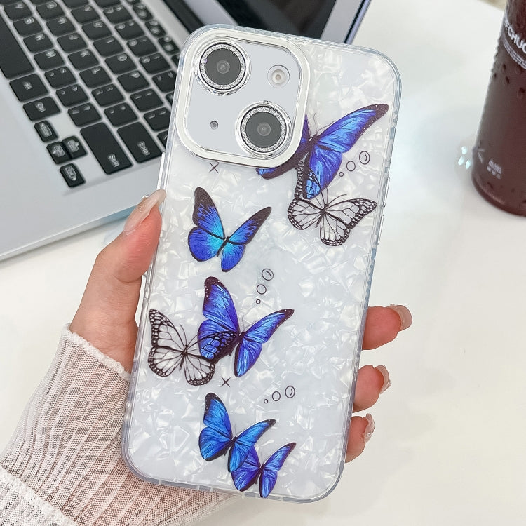 Plating Texture Butterfly TPU Phone Case with Glitter Lens Film, For iPhone 15 Pro Max, For iPhone 15 Pro, For iPhone 15, For iPhone 14, For iPhone 14 Pro