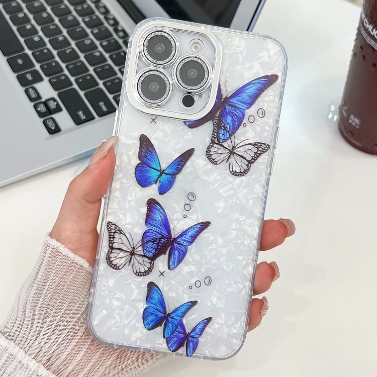 Plating Texture Butterfly TPU Phone Case with Glitter Lens Film, For iPhone 15 Pro Max, For iPhone 15 Pro, For iPhone 15, For iPhone 14, For iPhone 14 Pro