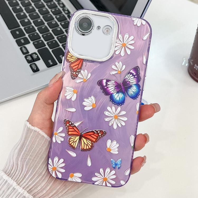 Plating Texture Butterfly TPU Phone Case with Glitter Lens Film, For iPhone 16e, For iPhone 16 Pro Max, For iPhone 16 Pro, For iPhone 16 Plus, For iPhone 16