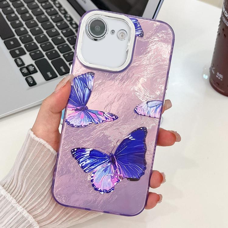 Plating Texture Butterfly TPU Phone Case with Glitter Lens Film, For iPhone 16e, For iPhone 16 Pro Max, For iPhone 16 Pro, For iPhone 16 Plus, For iPhone 16