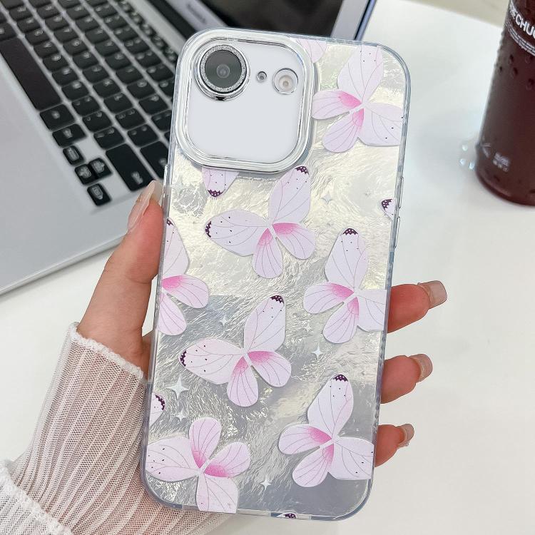 Plating Texture Butterfly TPU Phone Case with Glitter Lens Film, For iPhone 16e, For iPhone 16 Pro Max, For iPhone 16 Pro, For iPhone 16 Plus, For iPhone 16