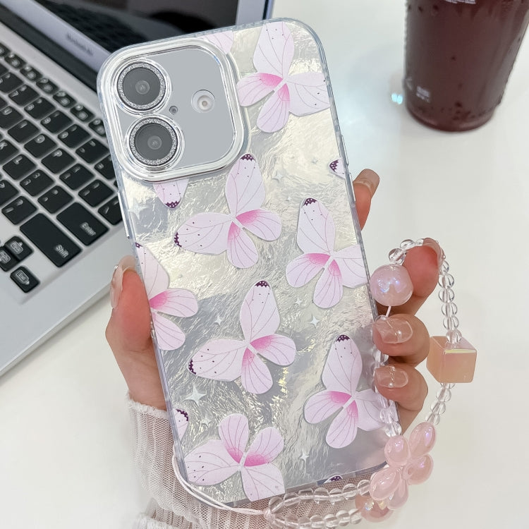 Plating Texture Butterfly Wristband TPU Phone Case with Glitter Lens Film, For iPhone 16e, For iPhone 16 Pro Max, For iPhone 16 Pro, For iPhone 16 Plus, For iPhone 16