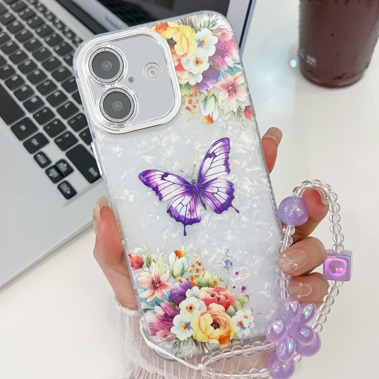 Plating Texture Butterfly Wristband TPU Phone Case with Glitter Lens Film, For iPhone 16e, For iPhone 16 Pro Max, For iPhone 16 Pro, For iPhone 16 Plus, For iPhone 16