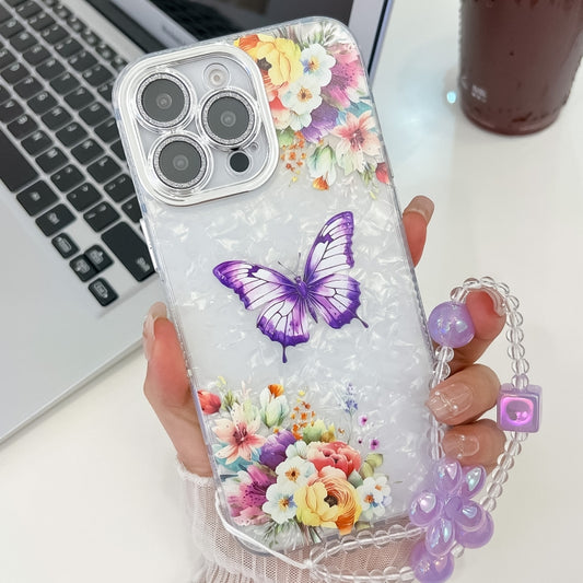 Plating Texture Butterfly Wristband TPU Phone Case with Glitter Lens Film, For iPhone 15 Pro Max, For iPhone 15 Pro, For iPhone 15, For iPhone 14, For iPhone 14 Pro