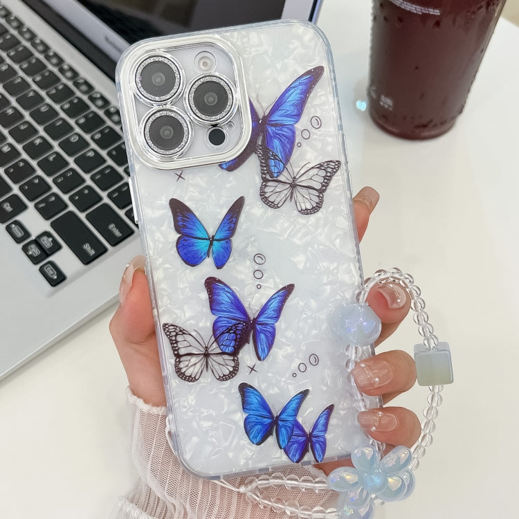 Plating Texture Butterfly Wristband TPU Phone Case with Glitter Lens Film, For iPhone 15 Pro Max, For iPhone 15 Pro, For iPhone 15, For iPhone 14, For iPhone 14 Pro