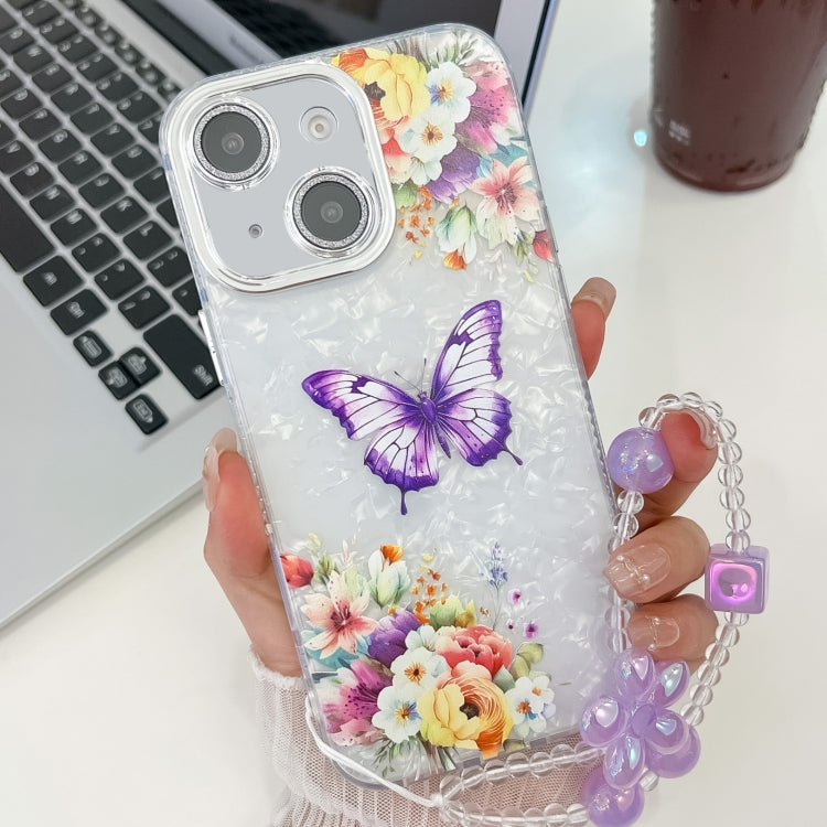 Plating Texture Butterfly Wristband TPU Phone Case with Glitter Lens Film, For iPhone 15 Pro Max, For iPhone 15 Pro, For iPhone 15, For iPhone 14, For iPhone 14 Pro