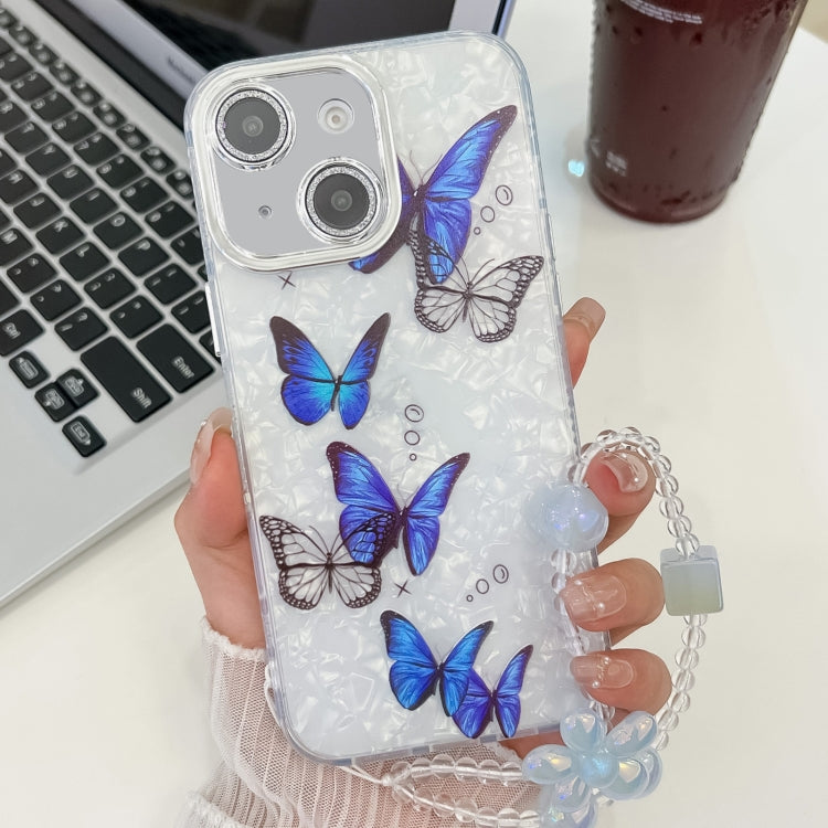 Plating Texture Butterfly Wristband TPU Phone Case with Glitter Lens Film, For iPhone 15 Pro Max, For iPhone 15 Pro, For iPhone 15, For iPhone 14, For iPhone 14 Pro