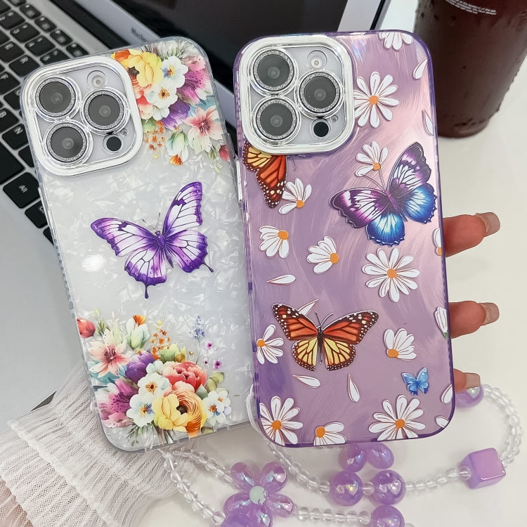 Plating Texture Butterfly Wristband TPU Phone Case with Glitter Lens Film, For iPhone 15 Pro Max, For iPhone 15 Pro, For iPhone 15, For iPhone 14, For iPhone 14 Pro