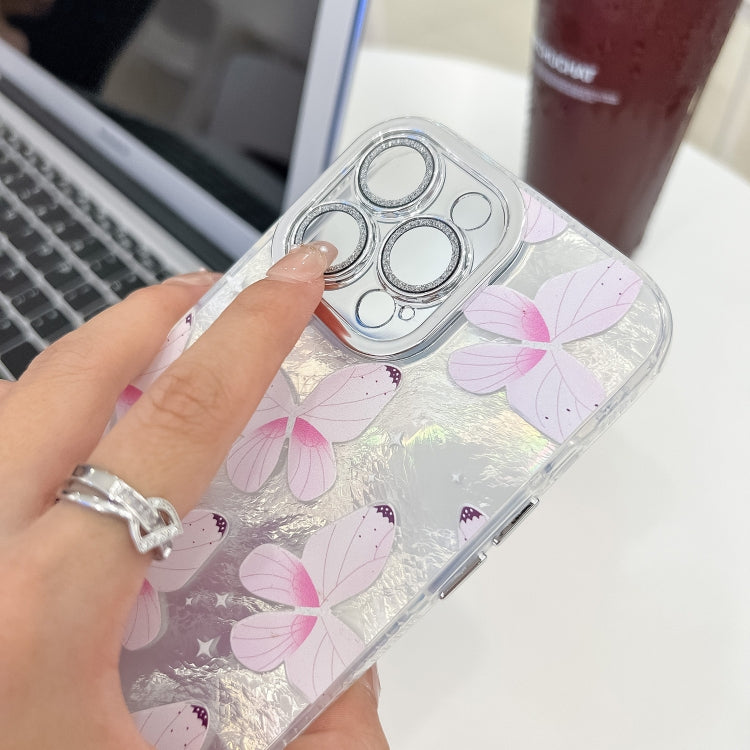 Plating Texture Butterfly Wristband TPU Phone Case with Glitter Lens Film, For iPhone 15 Pro Max, For iPhone 15 Pro, For iPhone 15, For iPhone 14, For iPhone 14 Pro