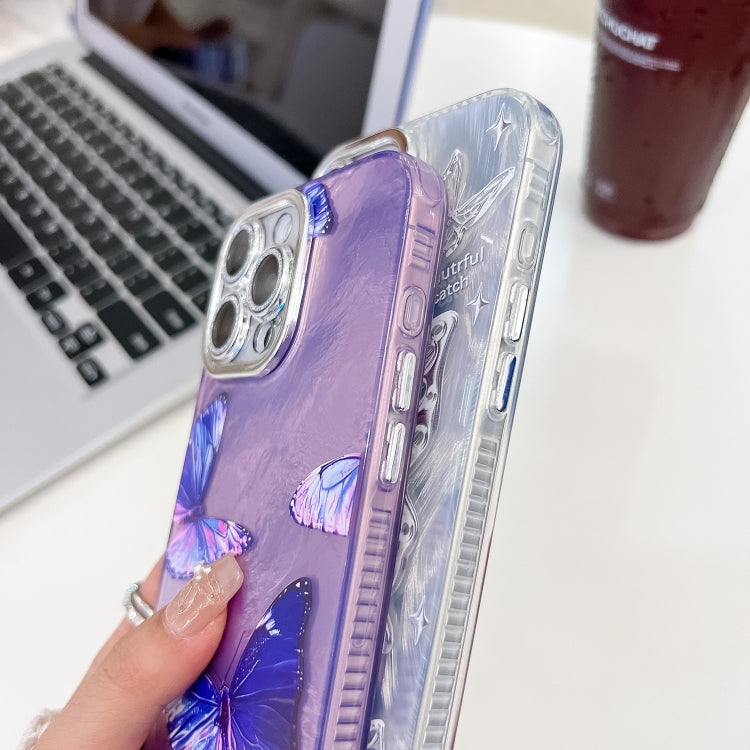 Plating Texture Butterfly Wristband TPU Phone Case with Glitter Lens Film, For iPhone 15 Pro Max, For iPhone 15 Pro, For iPhone 15, For iPhone 14, For iPhone 14 Pro