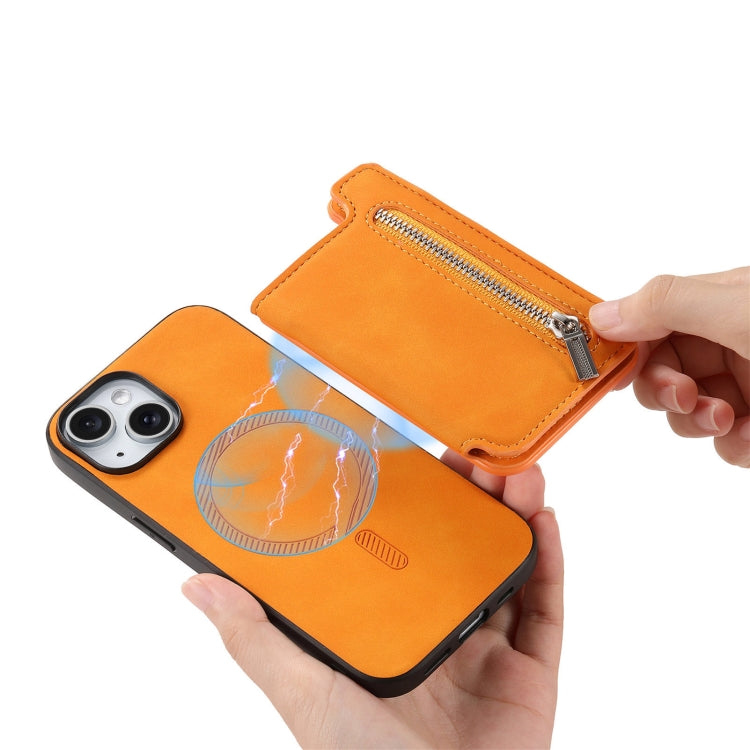 Retro MagSafe Zipper Wallet Card Bag Back Phone Case, For iPhone 14 Plus, For iPhone 14, For iPhone 14 Pro, For iPhone 14 Pro Max