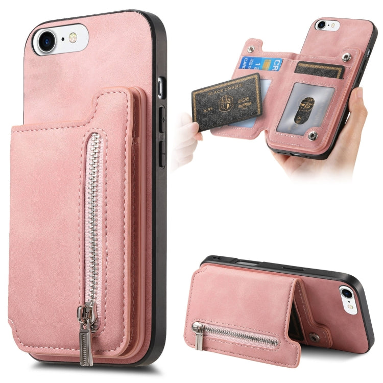 Retro MagSafe Zipper Wallet Card Bag Back Phone Case, For iPhone XS Max, For iPhone 7 / 8 / SE 2022, For iPhone 12 / 12 Pro, For iPhone X / XS