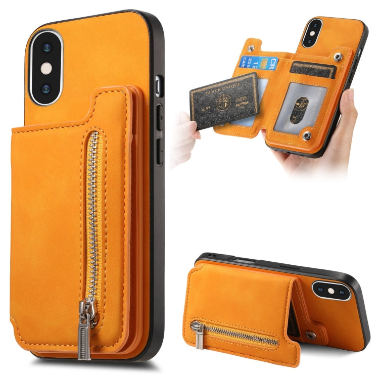 Retro MagSafe Zipper Wallet Card Bag Back Phone Case, For iPhone XS Max, For iPhone 7 / 8 / SE 2022, For iPhone 12 / 12 Pro, For iPhone X / XS