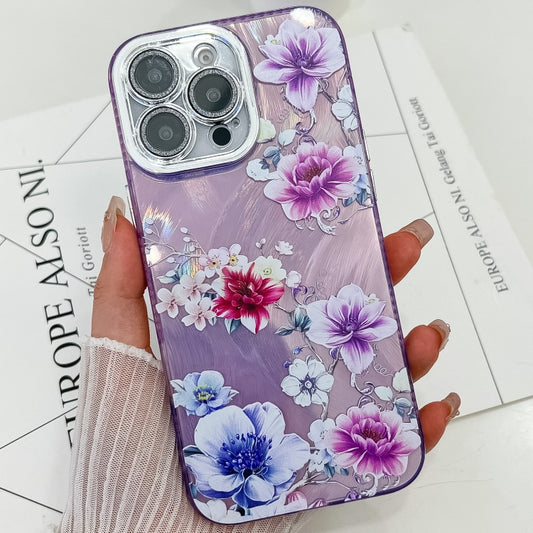 Electroplating Flowers Plants Texture TPU Phone Case, For iPhone 16 Pro Max