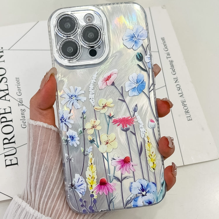 Electroplating Flowers Plants Texture TPU Phone Case, For iPhone 16 Pro Max