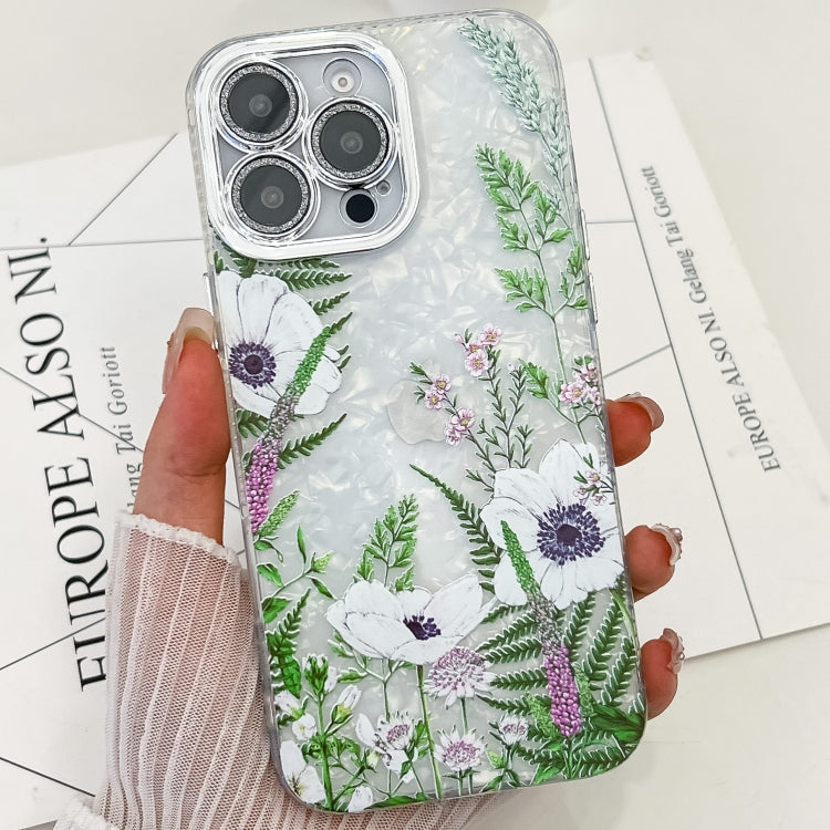 Electroplating Flowers Plants Texture TPU Phone Case, For iPhone 16 Pro Max