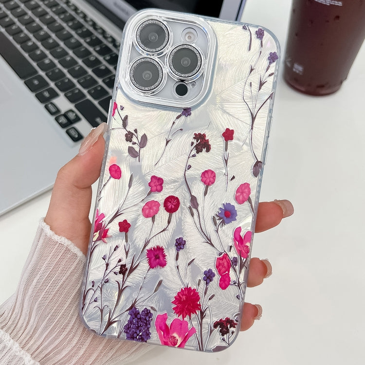 Electroplating Flowers Plants Texture TPU Phone Case, For iPhone 16 Pro Max