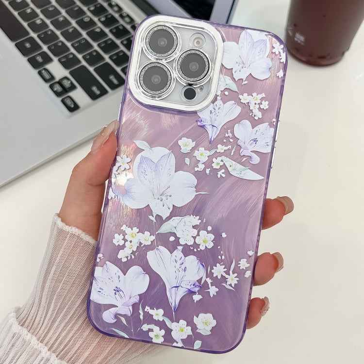 Electroplating Flowers Plants Texture TPU Phone Case, For iPhone 16 Pro Max