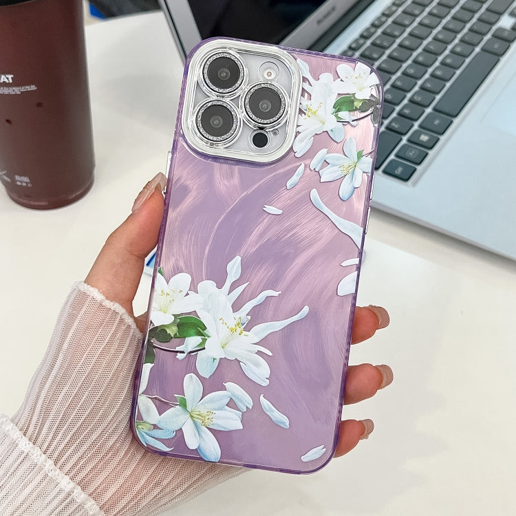 Electroplating Flowers Plants Texture TPU Phone Case, For iPhone 16 Pro Max