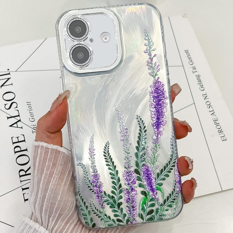 Electroplating Flowers Plants Texture TPU Phone Case, For iPhone 16 Plus