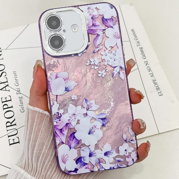 Electroplating Flowers Plants Texture TPU Phone Case, For iPhone 16 Plus