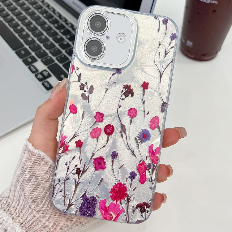 Electroplating Flowers Plants Texture TPU Phone Case, For iPhone 16 Plus