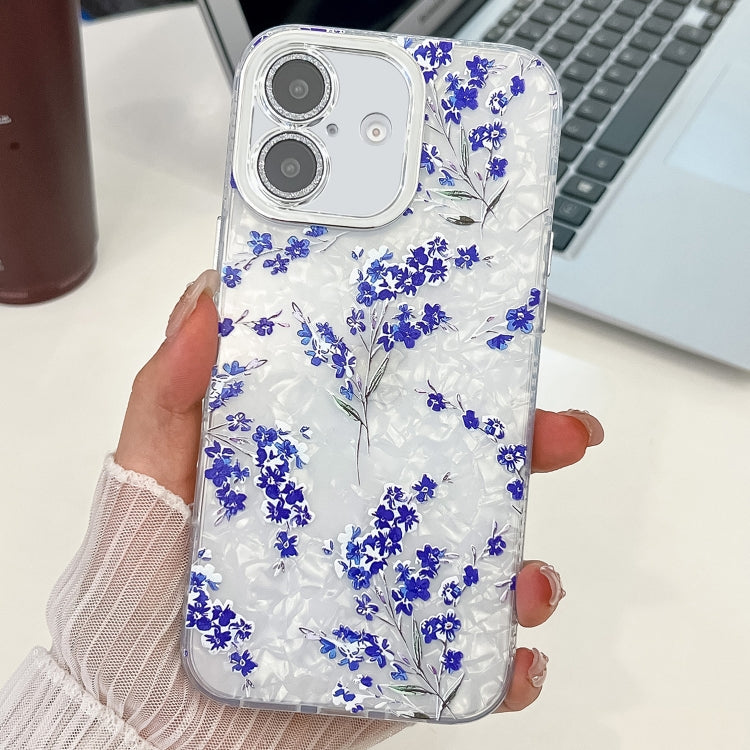 Electroplating Flowers Plants Texture TPU Phone Case, For iPhone 16 Plus