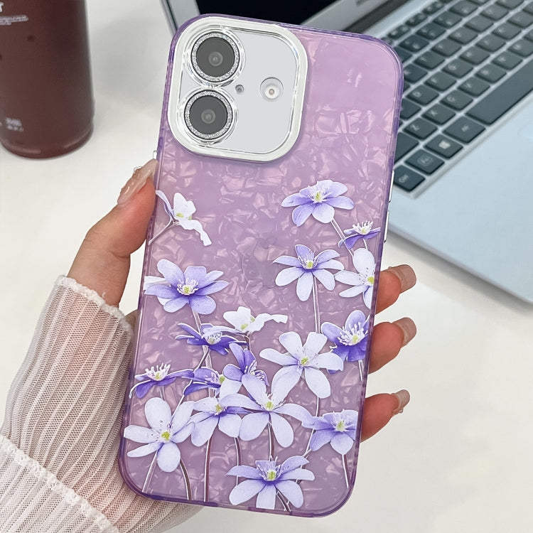 Electroplating Flowers Plants Texture TPU Phone Case, For iPhone 16 Plus