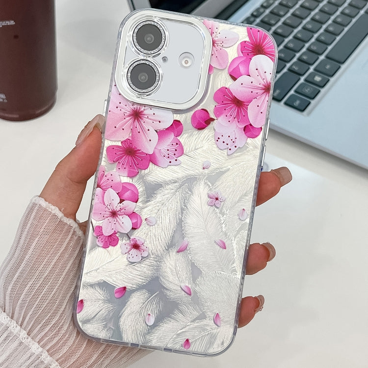 Electroplating Flowers Plants Texture TPU Phone Case, For iPhone 16 Plus