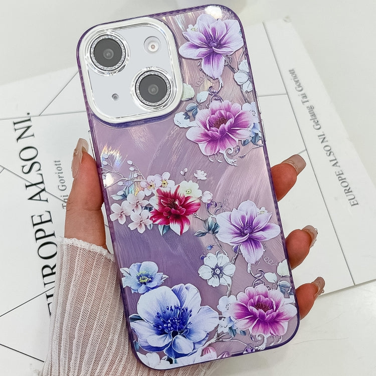 Electroplating Flowers Plants Texture TPU Phone Case, For iPhone 15