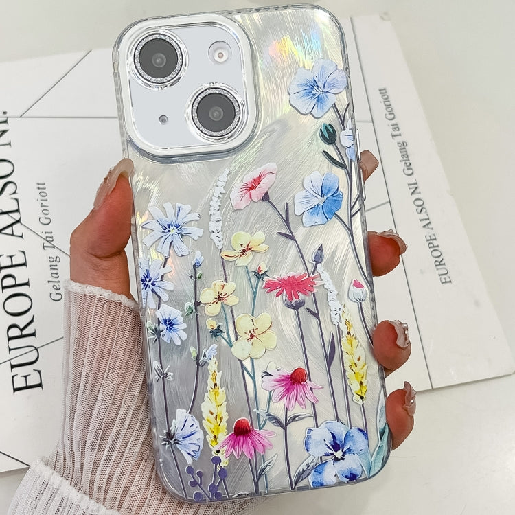 Electroplating Flowers Plants Texture TPU Phone Case, For iPhone 15