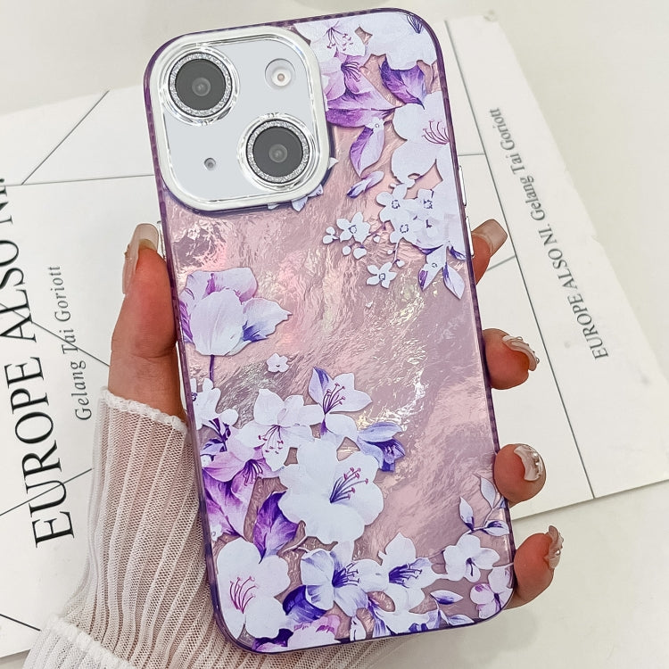 Electroplating Flowers Plants Texture TPU Phone Case, For iPhone 15