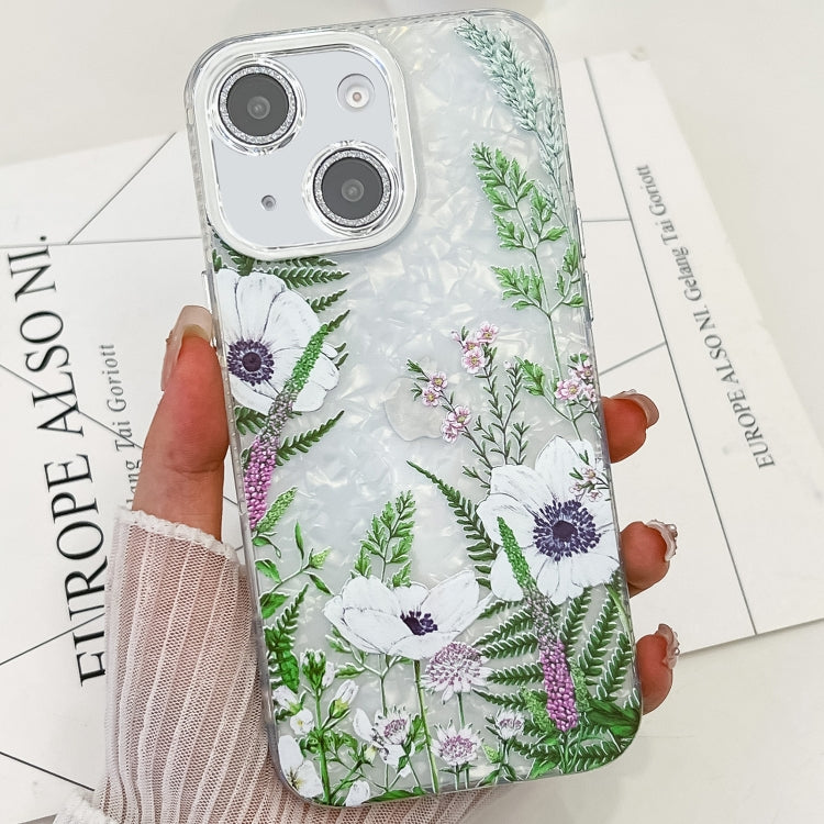 Electroplating Flowers Plants Texture TPU Phone Case, For iPhone 15