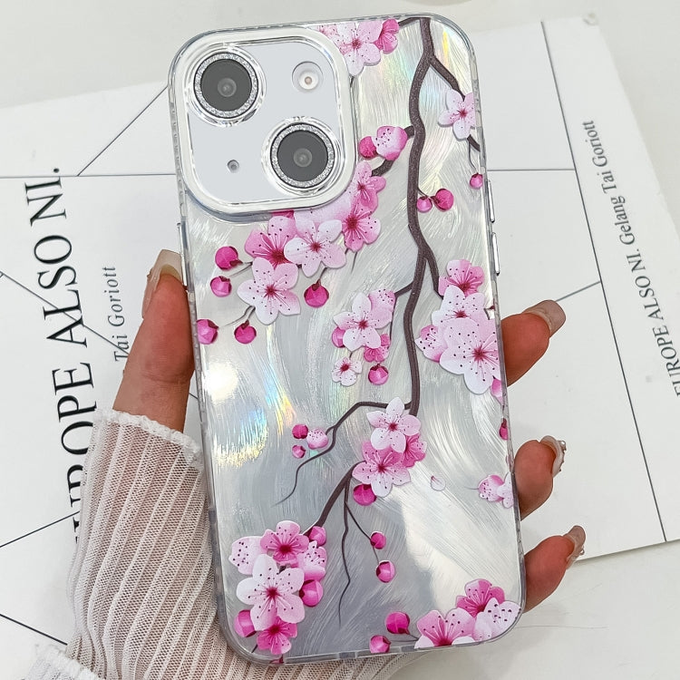 Electroplating Flowers Plants Texture TPU Phone Case, For iPhone 15