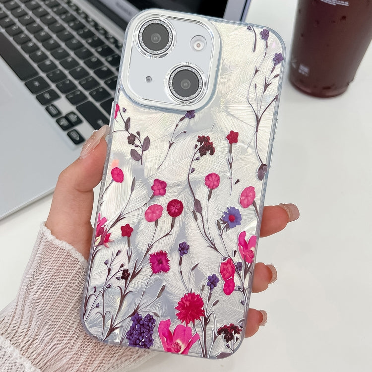 Electroplating Flowers Plants Texture TPU Phone Case, For iPhone 15