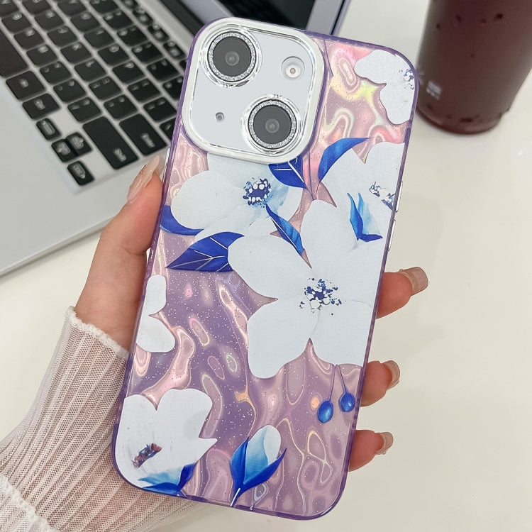 Electroplating Flowers Plants Texture TPU Phone Case, For iPhone 15