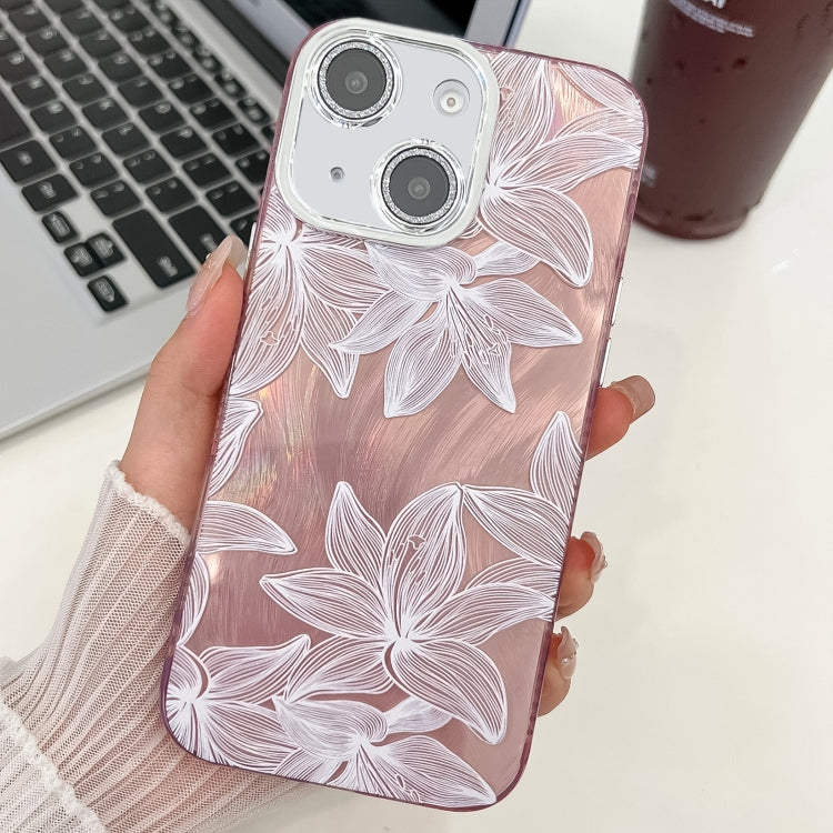 Electroplating Flowers Plants Texture TPU Phone Case, For iPhone 15